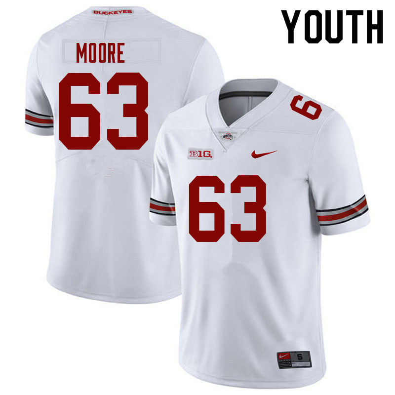 Ohio State Buckeyes Kyle Moore Youth #63 White Authentic Stitched College Football Jersey